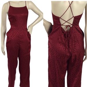 Urban Outfitters Animal‎ Print Lace Up Back Spaghetti Strap Jumpsuit Size 4